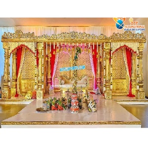Mandap para Bodas de Sri Lanka y Decoración para Ceremonias, Mandap de Estilo Abierto para Matrimonios del Sur de la India, Decoración de Mandap Dorado, Mangalam Mandapam del Reino Unido - Product Image 1