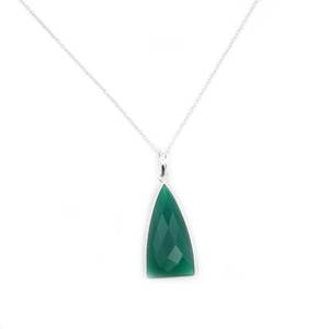 925 Sterling Silver Green Onyx Collier Bijoux De Mariage Cadeau pour Elle Plaqué Or Collier De Pierres Précieuses NL0084-GS - Product Image 1