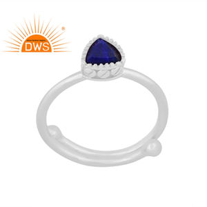 Bague empilable en argent sterling fin avec pierre précieuse naturelle Lapis Lazuli, best-seller, fabricant de bijoux sur mesure - Product Image 1