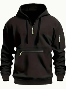 Sweat à capuche d'hiver en polaire épaisse de haute qualité 100% coton Pull unisexe Poche sur la manche Impression DTG surdimensionnée pour homme - Product Image 3