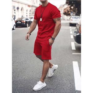 Conjunto de Camiseta de Manga Corta y Pantalones Cortos Azules de Dos Piezas para Hombre, Ropa Deportiva de Verano, Ropa de Gimnasio, Ropa Deportiva Informal - Product Image 2