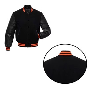Chaquetas Letterman de Béisbol Personalizadas al por Mayor de Buena Calidad, Abrigo de Invierno de Lana con Mangas de Cuero, Chaqueta Bomber Universitaria para Hombre - Product Image 4