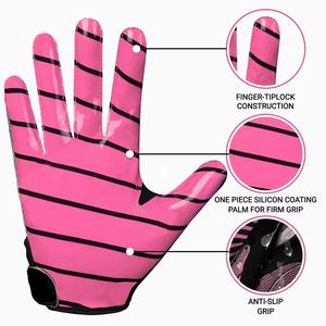 Gants de receveur de football américain de qualité supérieure, légers, fermeture à boucle et crochet, poignée en silicone personnalisable, design à doigts complets - Product Image 3