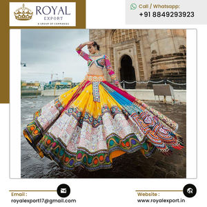 Gamthi Work Lehenga Choli con Bordado de Espejo de la India, el Más Vendido al por Mayor, Último Diseño, Especial para Navratri, Algodón Puro, Elegante para Mujer - Product Image 6