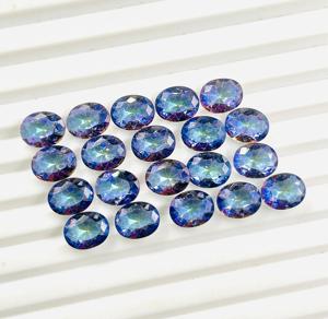 Gema de Topacio Místico Azul Natural de Alta Calidad, Corte Ovalado de 8x10 mm, Gema Suelta con Efecto de Cambio de Color, Tasbih, Certificado de Terceros - Product Image 1