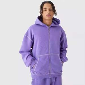 Sweat à capuche zippé intégral pour homme 100 % coton molletonné écologique imperméable hiver personnalisable avec capuche ajustable service OEM haute qualité - Product Image 2