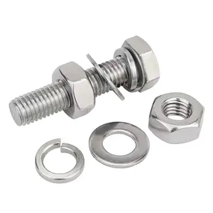 Din933 Titanium Kwaliteit 5 Roestvrij Staal Hex Kop Bouten M6 M8 M10 M12 Met Moer Ring Lage Prijzen Voor M7 M16 M36 Schroefdraad Maten