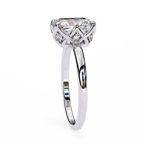 Anillo de Compromiso con Moissanita Cultivada en Laboratorio, Corte Radiante de 2.54ct, Plateado, con Halo, Certificado IGI, para Boda - Product Image 1