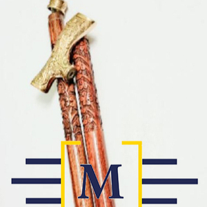 ไม้คฑามือแบบพรีเมี่ยมด้ามทองเหลือง3พับ,แท่งโลหะสลักลายไม้แกะสลักสำหรับผู้ชายและผู้หญิง - Product Image 1