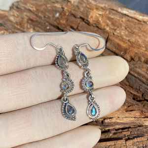 Boucles d'oreilles pendantes en labradorite faite à la main, bijoux en argent sterling 925 pour femmes, cadeau en pierre naturelle - Product Image 4