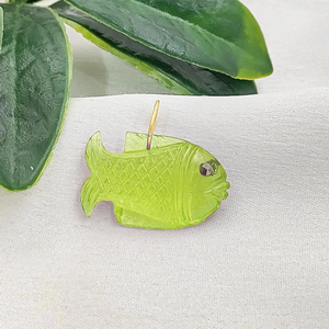 Pendentif Poisson en Labradorite Sculpté à la Main, Breloques en Forme de Poisson en Labradorite pour la Fabrication de Bijoux, Boucle en Argent Plaqué Or, Pendentifs en Gros - Product Image 2