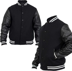Usine OEM ODM, veste bomber en cuir et laine, unisexe, production personnalisée, haute qualité, baseball universitaire - Product Image 1
