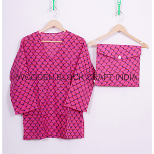 Hermosa ropa de dormir hecha a mano con estampado Floral para mujer, Conjunto de pijama largo de algodón cómodo para traje, ropa de playa, ropa de salón - Product Image 5