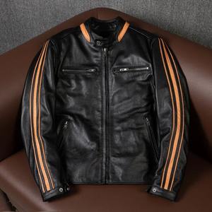 Chaqueta de cuero para hombre de alta calidad, blanca y negra personalizada con cuello levantado y cierre de cremallera, ropa superior al por mayor - Product Image 2