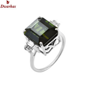 แหวนอัญมณีหลากสีสำหรับผู้ชายผู้หญิงแหวนพลอยทัวร์มาลีนสีเขียว925หินธรรมชาติที่สง่างาม - Product Image 1