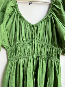 Vestido con estampado de bloque de mano verde Vestido con estampado de bloque Túnicas indias Vestido de mano Vestido largo de algodón indio Vestido con estampado indio - Product Image 5