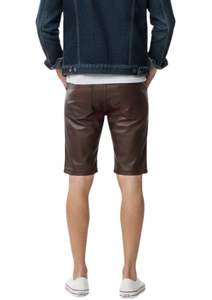 Pantalones Cortos Clásicos de Cuero Genuino para Hombre, Cinco Bolsillos, Color Marrón Oscuro, para Ropa Urbana - Product Image 5