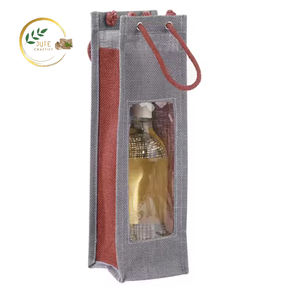 Sac de vin en jute réutilisable écologique personnalisé avec poignée solide imprimée en couleurs personnalisées pour les textiles et les produits en cuir - Product Image 2