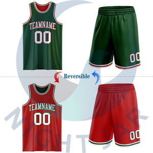Maillot de combinaison de basket-ball à sublimation double face réversible personnalisé vert crème - Product Image 5