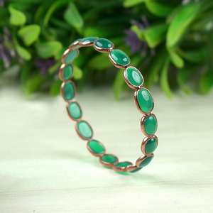 Brazalete de Ónix Verde, Brazalete de Tenis con Piedras Preciosas, Baño de Oro, Hecho a Mano, Brazalete de Latón para Aniversario, Regalo para Mujer - Product Image 4