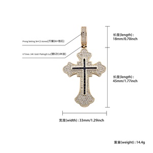 Luxus Kreuz Anhänger Halskette mit funkelnden Zirkonia vergoldeten religiösen Schmuck für Männer und Frauen Kruzifix Charm - Product Image 2