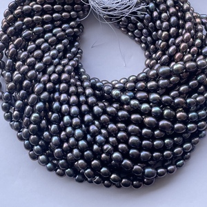 6mm 8mm naturel noir arc-en-ciel couleur perle d'eau douce AAA Grade IGI certifié lisse coupe riz brin fabrication de bijoux collier - Product Image 6