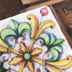 Dessous de Verre en Marbre Majolique Italienne Aquarelle - Product Image 1