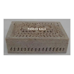 Boîte à bijoux en stéatite indienne sculptée à la main décoration de la maison belle boîte à découper fabrication et vente en gros de gamme de prix bas - Product Image 1