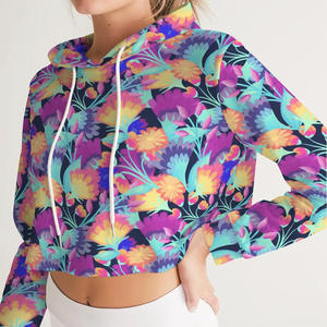 Sudadera con capucha recortada para mujer de ajuste relajado con bordado de impresión de logotipo personalizado OEM ODM ropa informal personalizada proveedor directo de fábrica - Product Image 5