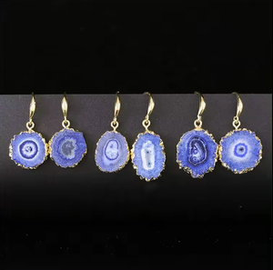 Natural <b>Raw</b> Stone Drop Earrings Jewelry Geode Druzy Agate Dangle Earring by ALIF <b>CRYSTAL</b> and AGATE - Product Image 4