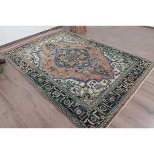 Alfombra Turca Vintage de Lana Azul, 4.8x6.9 pies (145x210 cm) - Product Image 3