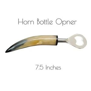 Ouvre-bouteille en corne de vache vintage authentique en métal indien fait à la main pour la décoration de bar à la maison Logo personnalisable Capuchon en acier inoxydable - Product Image 6