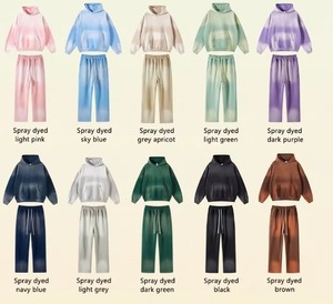 Ensemble de survêtement de Noël délavé à l'acide - Ensemble streetwear d'hiver chaud et surdimensionné, deux pièces, poids lourd, personnalisable avec logo vierge pour impression X - Product Image 4