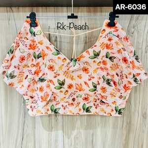 Dernière tenue ethnique et décontractée Georgette à imprimé numérique, chemisier prêt à l'emploi pour les tenues de fête et les vêtements décontractés Saree et Lehenga - Product Image 6