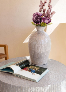 Jarrón de Madreperla Gris con Incrustaciones de Conchas, Jarrón Decorativo de Piso, Hecho a Mano, Decoración de Hogar de Lujo, Florero - Product Image 6