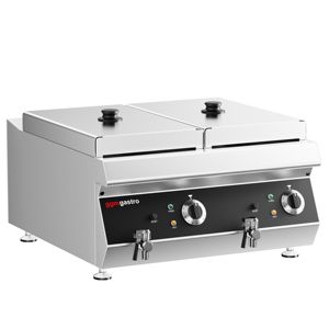 Friteuse électrique professionnelle à double cuve pour comptoir - 13+13 litres - 9 kW - avec robinet de vidange - Product Image 3