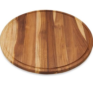 Tabla de cortar de madera de teca al por mayor para cocina, tabla de cortar de madera redonda, plato para servir ecológico hecho en Vietnam - Product Image 1