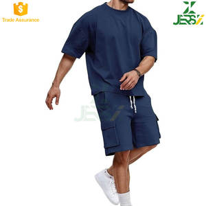 Ensemble de vêtements décontractés pour hommes en taille plus, respirant, à séchage rapide, 2 pièces, t-shirt à manches courtes ample, short, col rond, léger, pour l'entraînement en salle de sport - Product Image 3