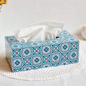 Boîte à mouchoirs en bois élégante avec embellissement en émail pour bureau et hôtel - Product Image 4