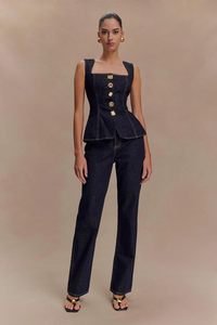 Conjunto Casual de Dos Piezas de Mezclilla para Invierno, Chaleco de Mezclilla 100% Algodón y Pantalones Vaqueros de Pierna Recta - Product Image 5