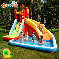 Cocofish Toboggan Aquatique Gonflable Personnalisé avec Château Gonflable et Toboggan Aquatique pour Enfants, Combo Parc Aquatique Gonflable pour Jardin