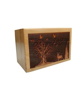 Caja de cremación de madera de haya para cenizas humanas Dear Tree urna personalizada para mascotas Entierro hecho a mano - Product Image 1