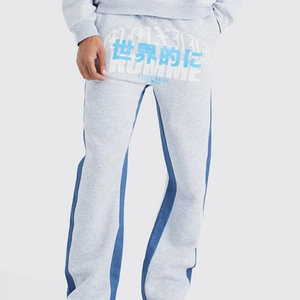 Haute qualité 100% coton broderie impression hommes survêtements/mieux fabriqués nouveau Design Logo personnalisé hommes survêtements évasés - Product Image 4