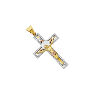 CZ INRI crucifijo colgante 14K amarillo plata Rosa chapado en oro Cruz católica fe joyería con piedra de circón accesorio religioso - Product Image 3