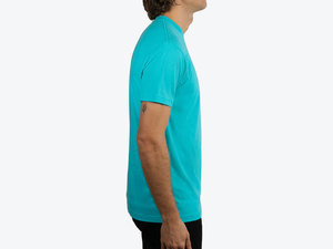 T-shirt imprimé à manches courtes vert pour homme, col rond, 100% coton, coupe classique, couleur unie, jersey tricoté 180g - Product Image 6