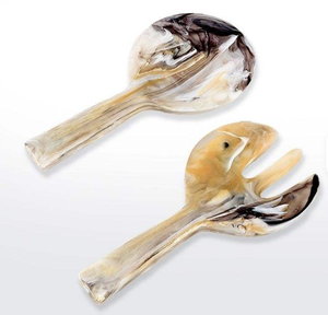 Ensemble de 4 cuillères à salade en résine faites à la main pour mariage, provenance Inde, couverts modernes écologiques, lavage à la main uniquement - Product Image 2