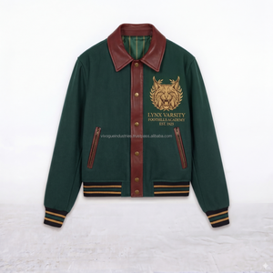 Blouson universitaire brodé style universitaire avec logo frontal, réversible et coupe-vent, pour homme, automne-hiver, vente en gros - Product Image 6