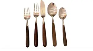 Cuchara de vajilla de boda dorada con mango de madera, cubiertos de primera calidad, utensilios de cocina para cenar, eventos y restaurantes - Product Image 3