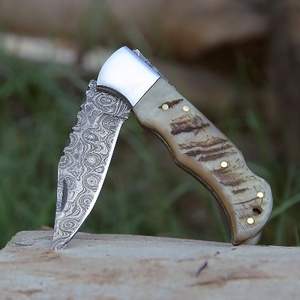 Cuchillo Plegable Damasco Hecho a Mano al por Mayor con Mango de Estilo, Grado Industrial OEM, para Campismo al Aire Libre, Personalizado con Funda - Product Image 5