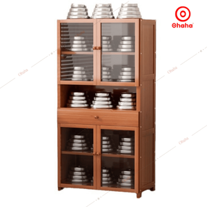 Mueble de Cocina Multifuncional Ohaha con Puertas de Vidrio y Madera MDF - TB057 - Product Image 4